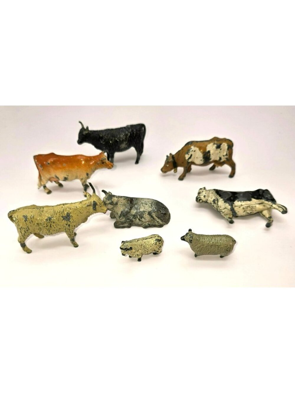 Lead Farm Animal Figures Cows Sheep Goat Lot Vintage Made In England CM2346